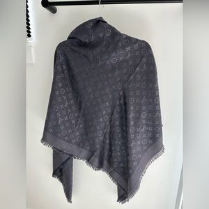 Louis Vuitton Silk Wool Monogram Shawl Gray